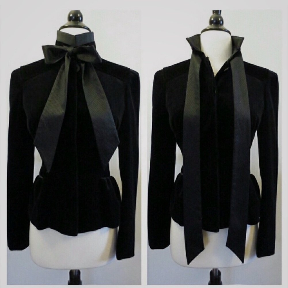 Diane Von Furstenberg Black Velvet Blazer with Bow